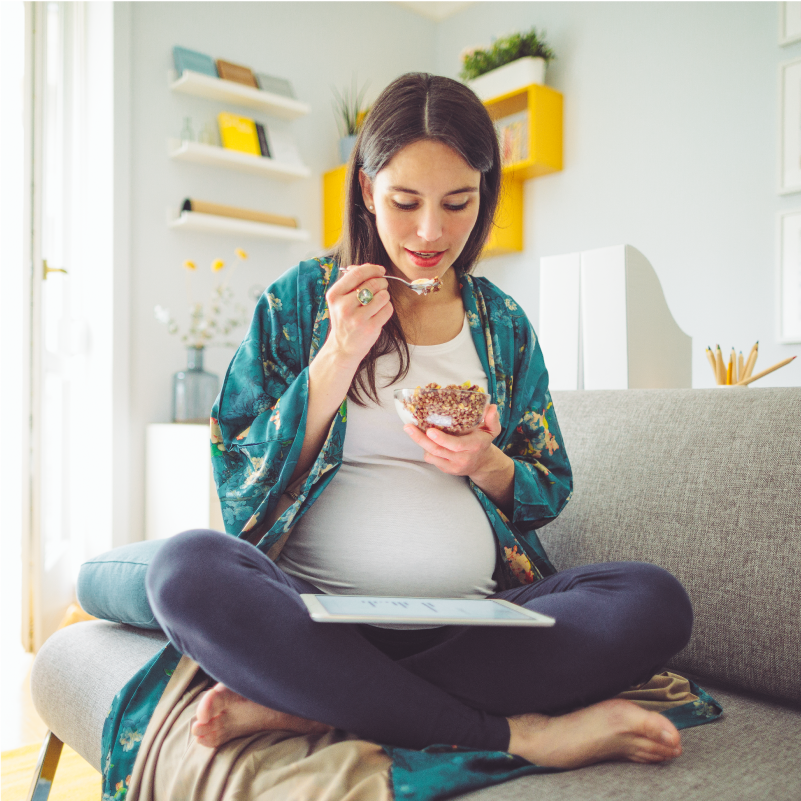 Pregnant woman eating