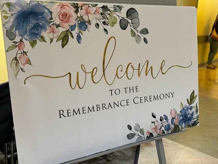 welcome sign for remembrance ceremony