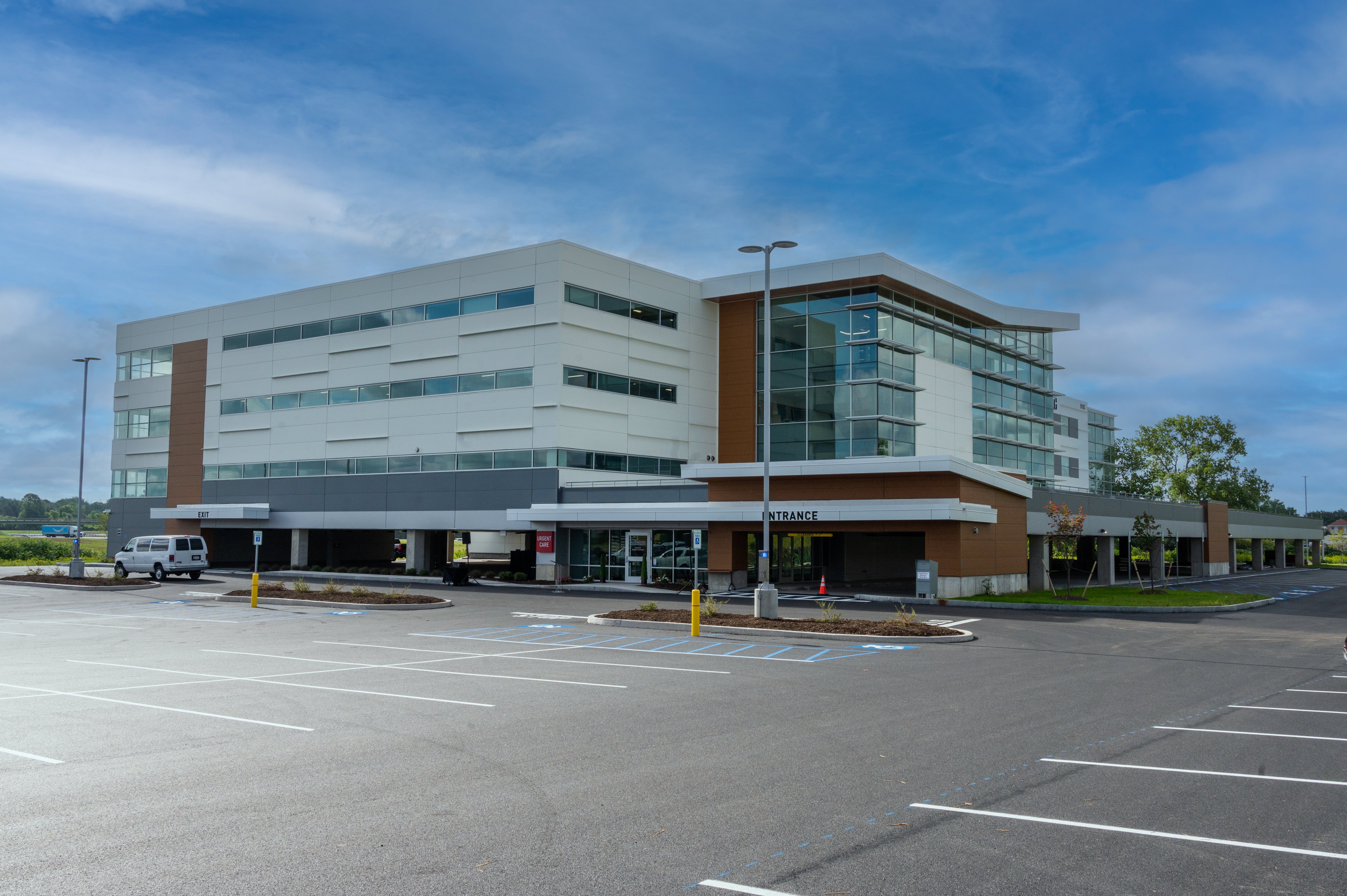 Medical campus building with blue sky