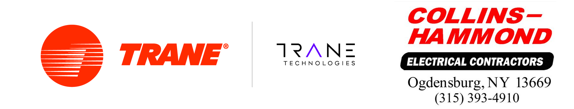 Trane Technologis and Collins Hammond electrical contractors logos