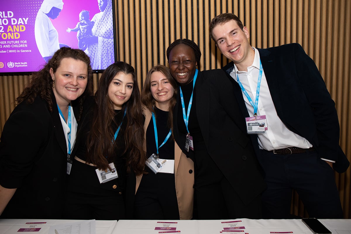 Participants pose together at Rotary’s World Polio Day 2022 and Beyond: A healthier future for mothers and children event at the World Health Organization in Geneva, Switzerland.