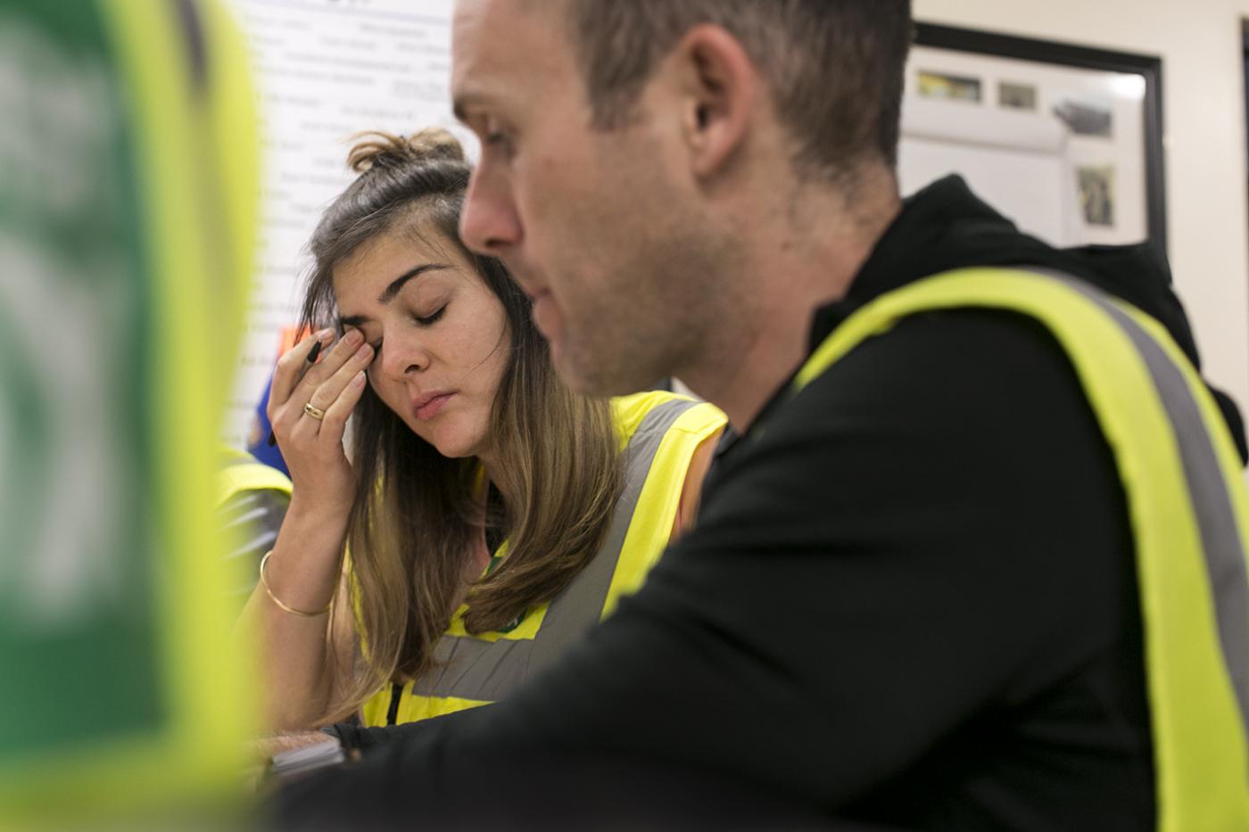 People take part in Shelterbox security-training exercises.