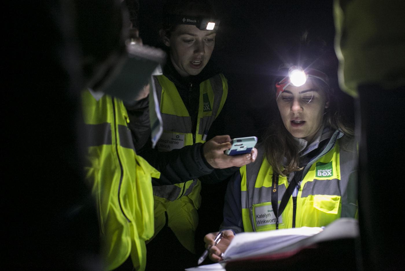 People take part in Shelterbox security-training exercises.