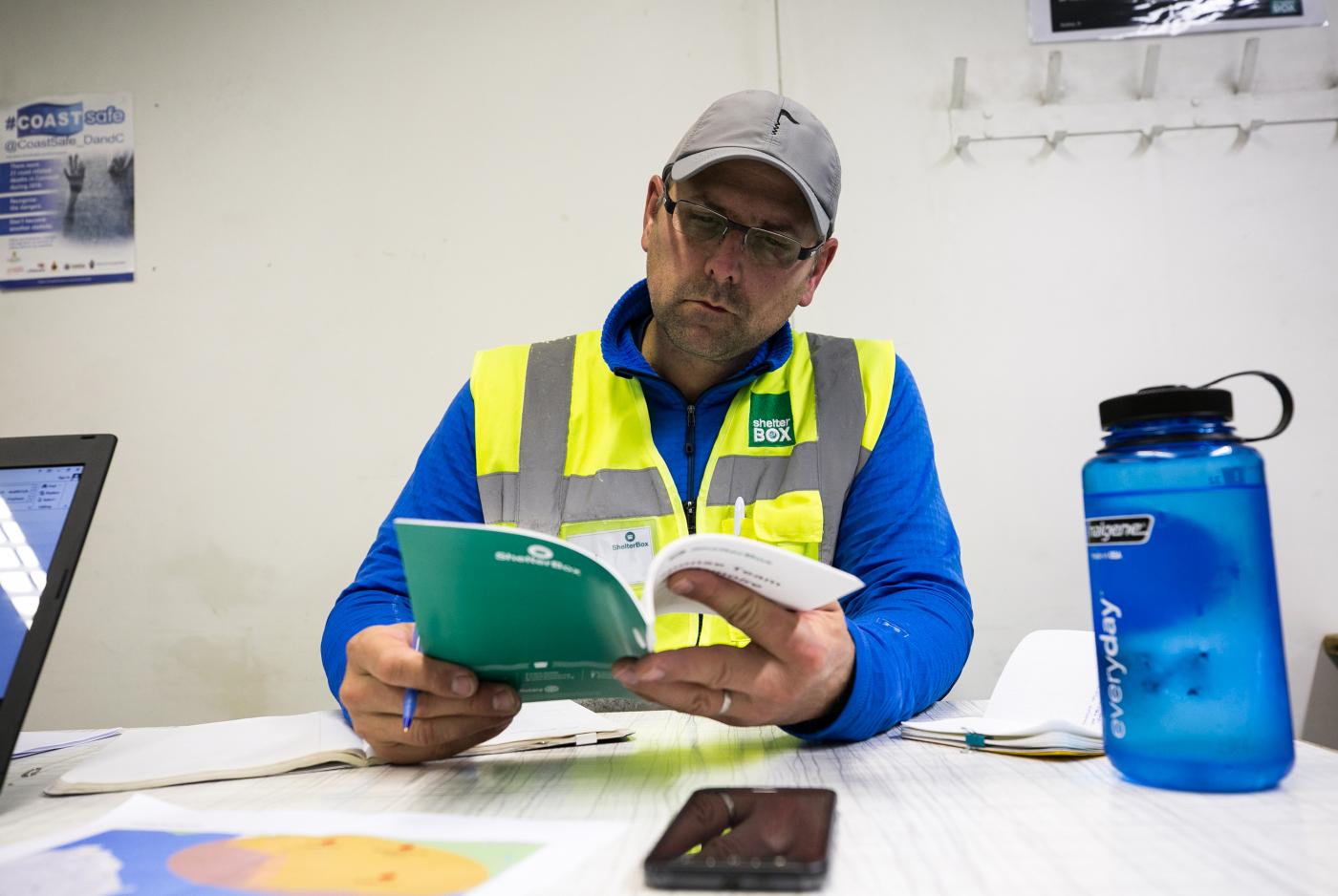People take part in Shelterbox security-training exercises.