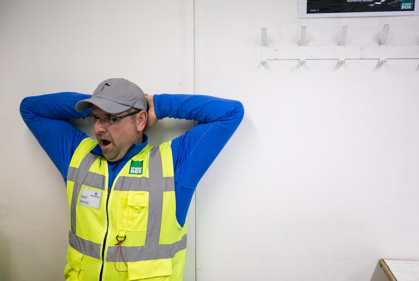 People take part in Shelterbox security-training exercises.