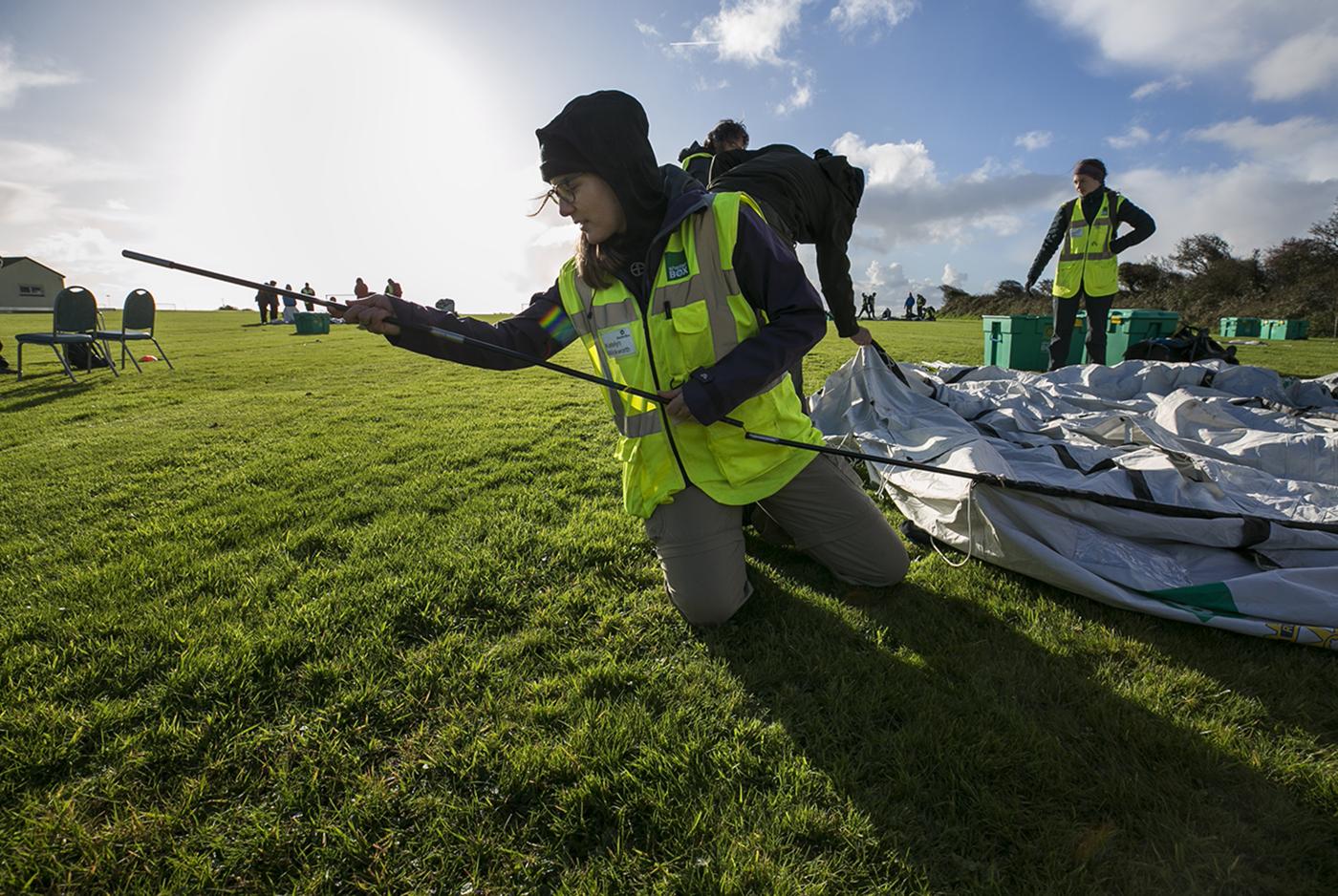 People take part in Shelterbox security-training exercises.