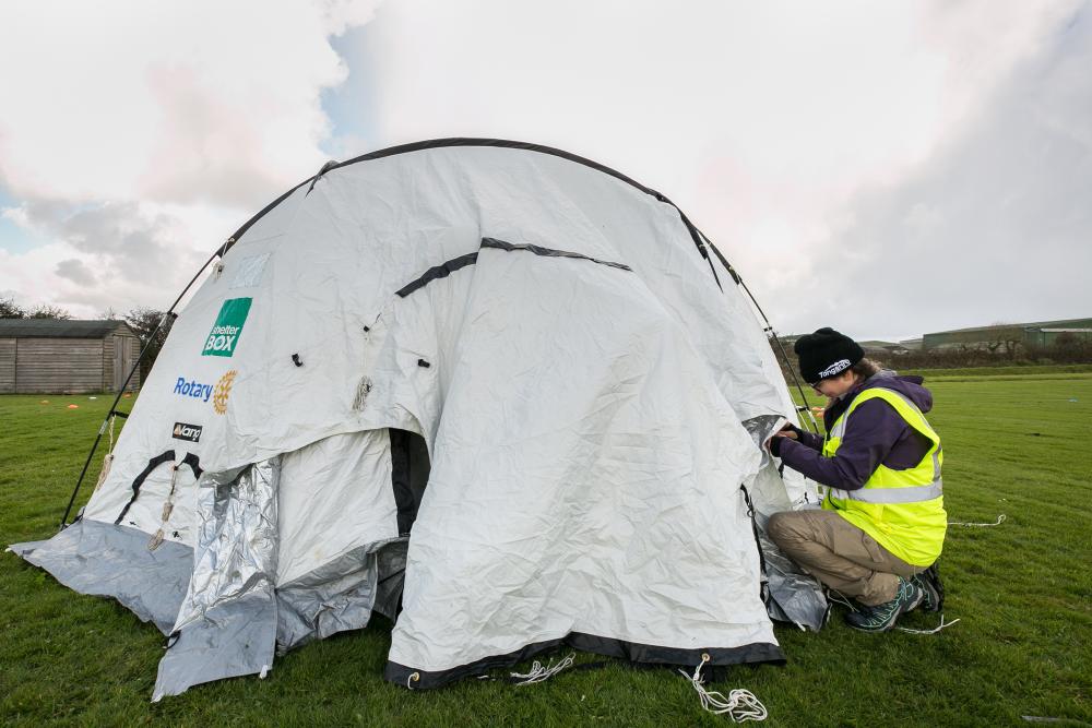 People take part in Shelterbox security-training exercises.