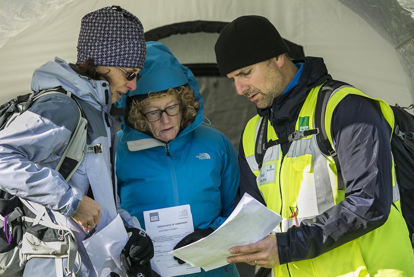 People take part in Shelterbox security-training exercises.