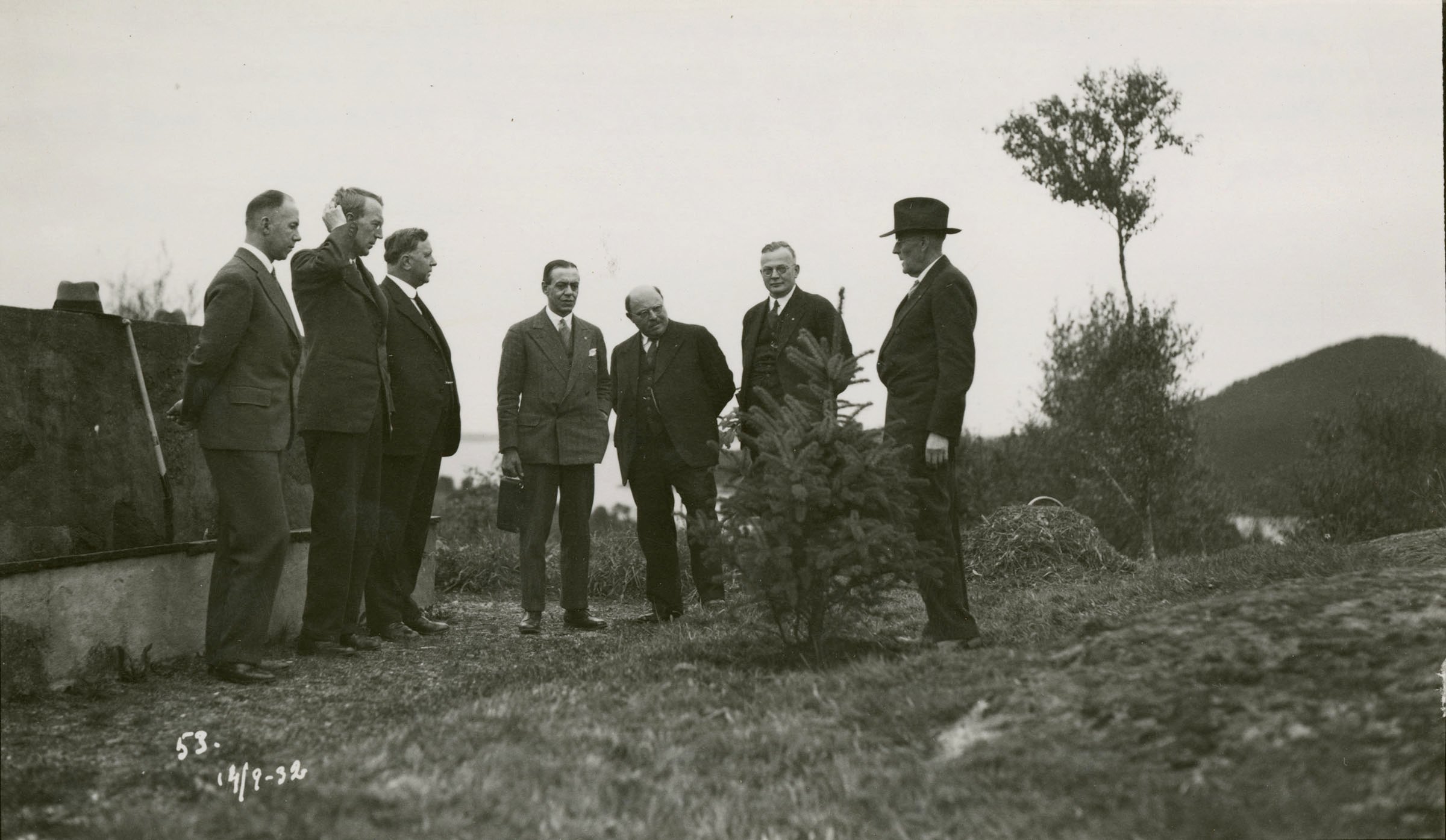Paul Harris at a tree planting in Bergen, Norway. 1932.