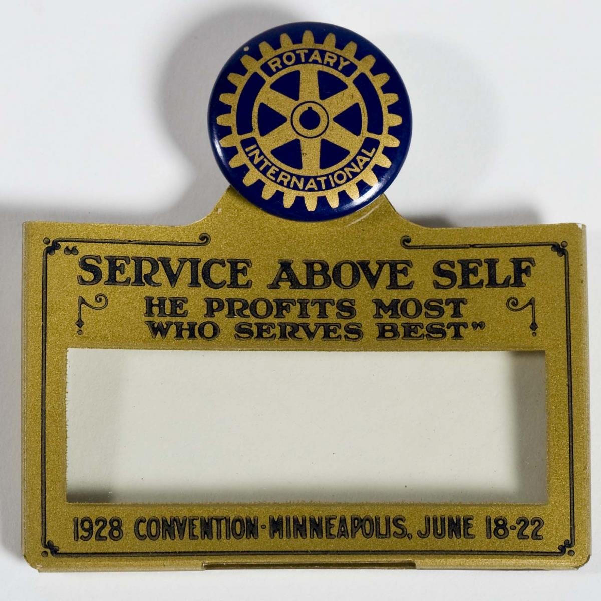 Badge d'identification de la Convention internationale de 1928 à Minneapolis, dans le Minnesota, aux États-Unis.