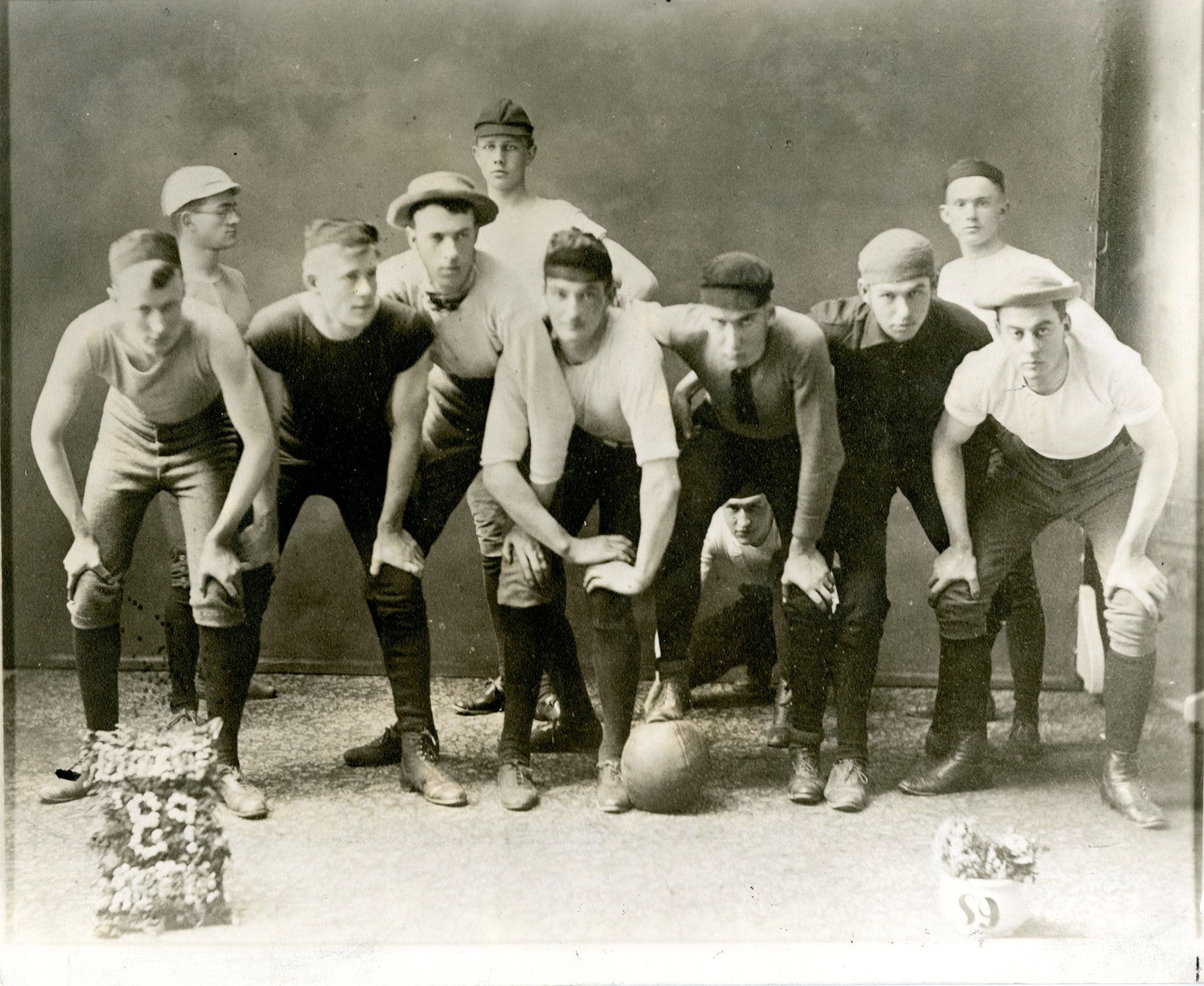 Freshman football players at the University of Vermont, including a young Paul Harris, circa 1885. Appeared in "My Road to Rotary."
