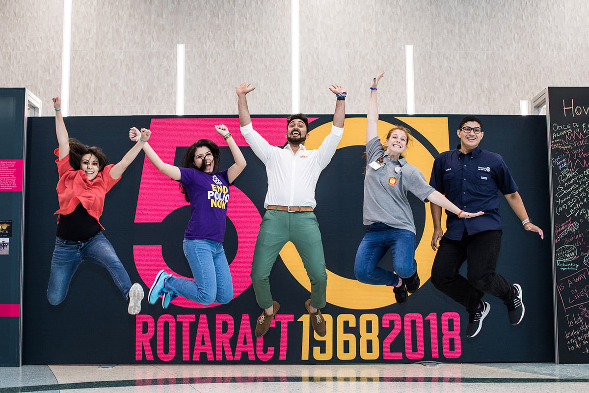 Attendees at the 2018 Rotary International Convention celebrate the 50th anniversary of Rotaract.