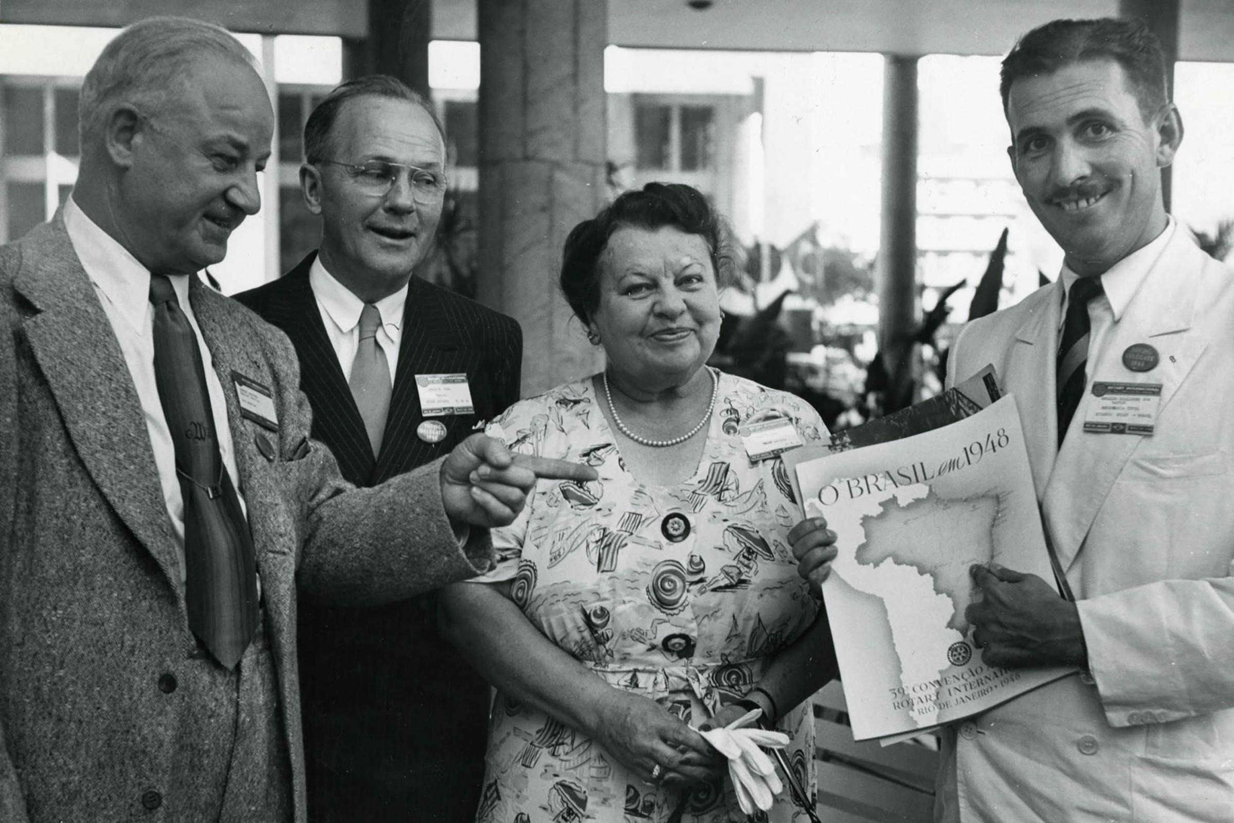 Attendees at the 1948 Rotary International Convention in Rio de Janeiro, Brazil. The convention has been held in South America three other times: in São Paulo, Brazil, in 1981; in Buenos Aires, Argentina, in 2000; and in São Paulo, Brazil, in 2015.