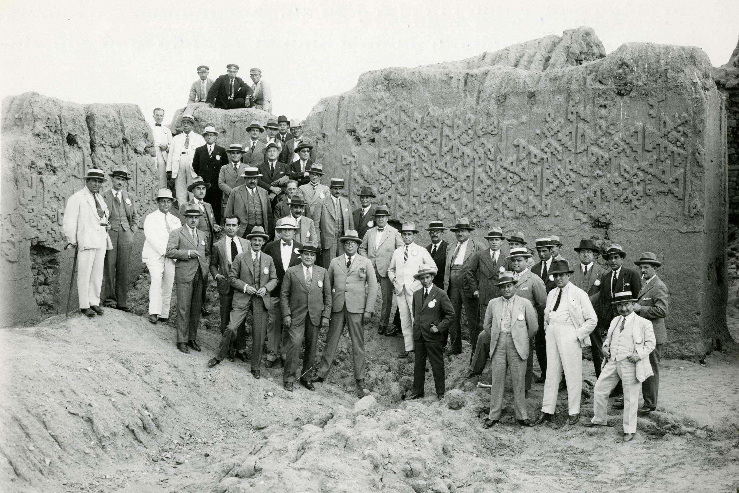 Rotarians visit the ruins of Chan Chan, a pre-Colombian city near Trujillo, during the 1930 District 71 conference in Peru.