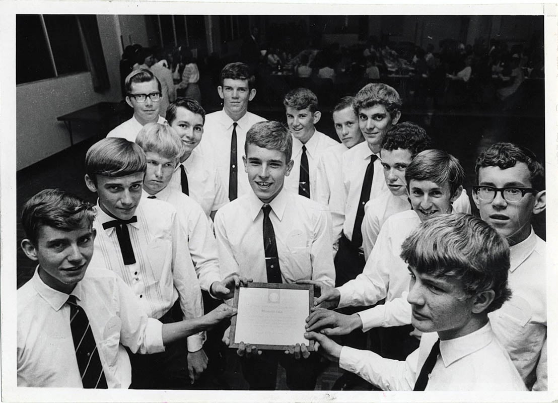 Members of the Interact Club of Mount Isa, Queensland, Australia, display their club charter. 1971.