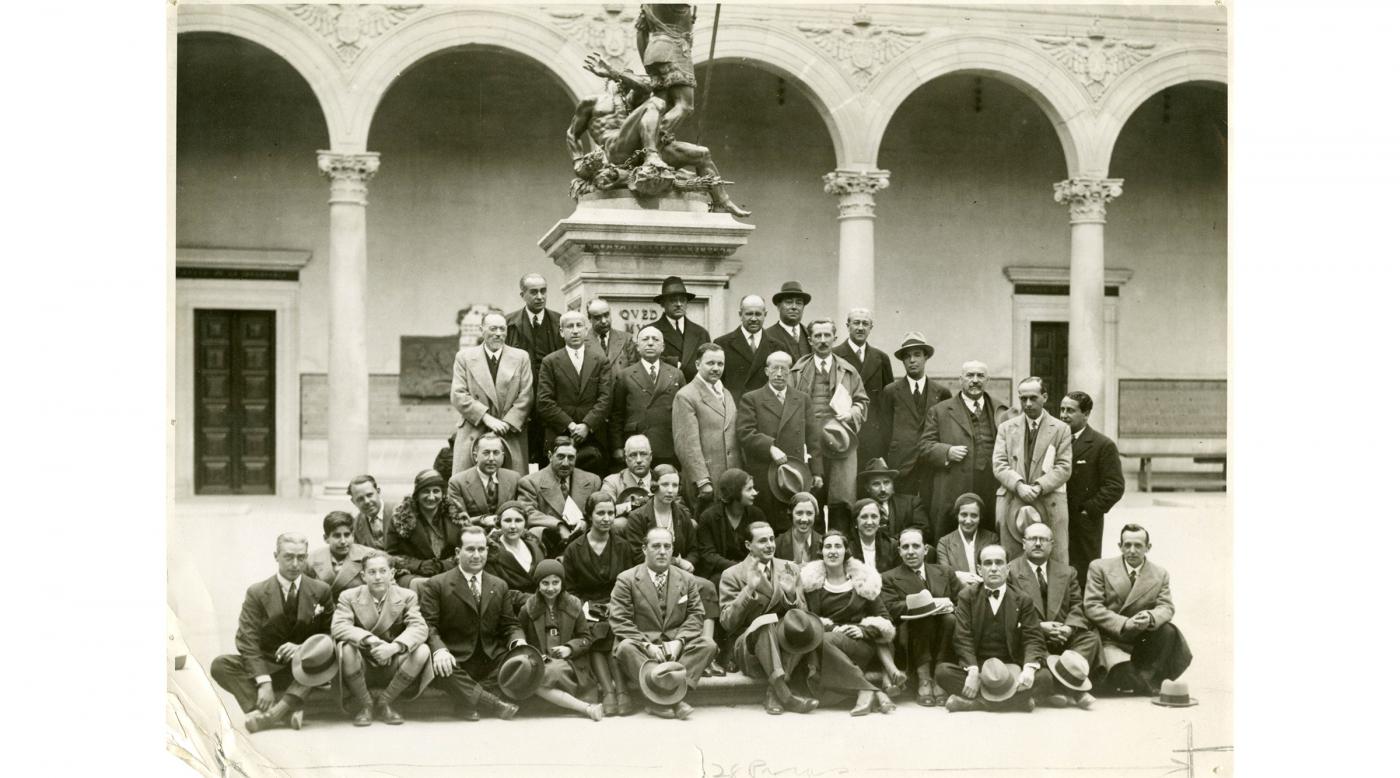 Organizational meeting of the Rotary Club of Toledo, Spain, attended by members of clubs in Madrid, Alicante, Aranjuez, and Zaragosa, in 1932.