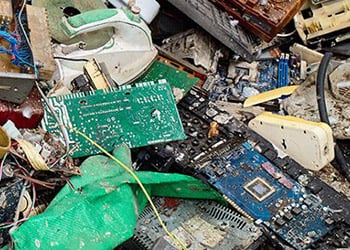 Piles of electronic waste. Image credit: Olivier Asselin/Alamy Stock Photo