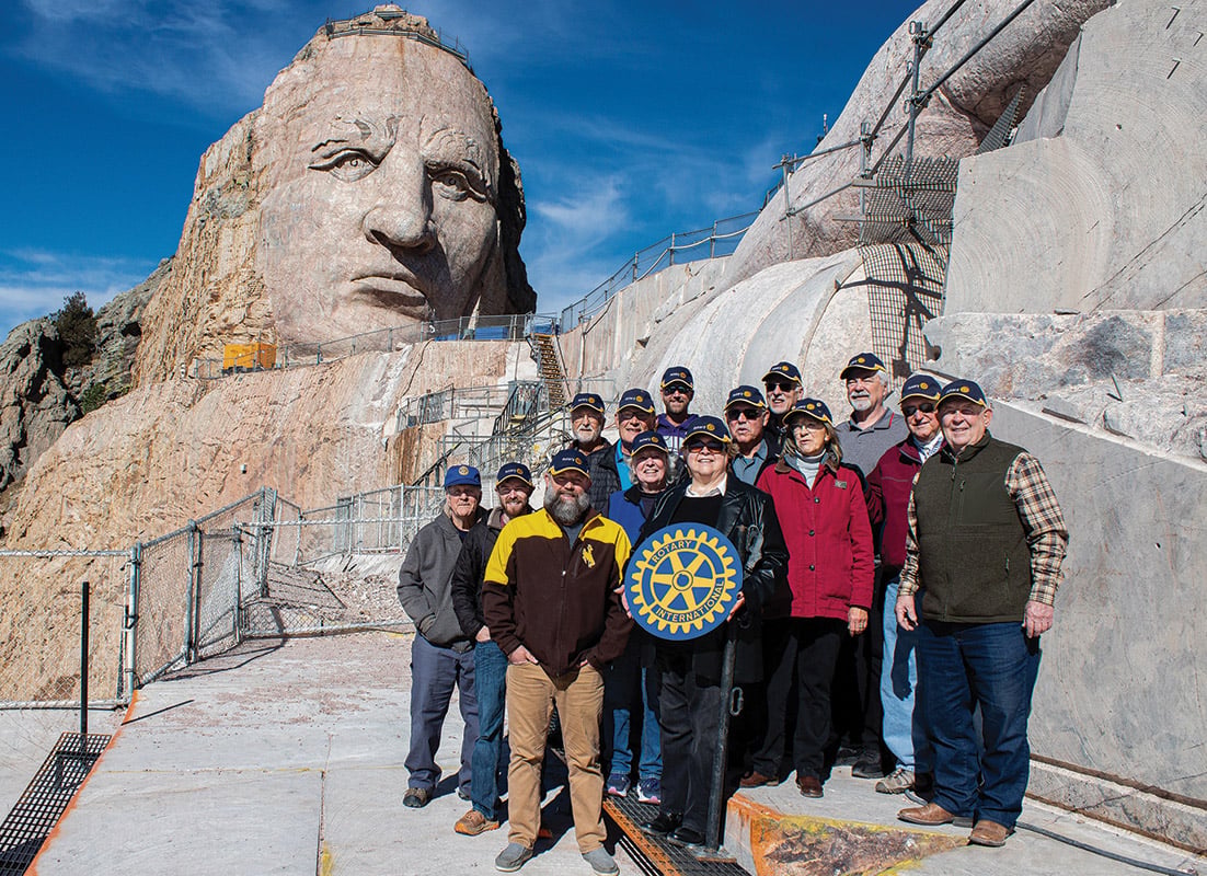 The Rotary Club of Custer on a tour of a mountaintop.