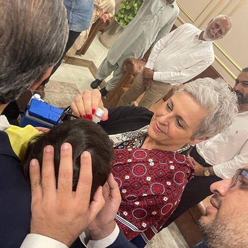 Valarie Wafer at an event in Karachi, Pakistan