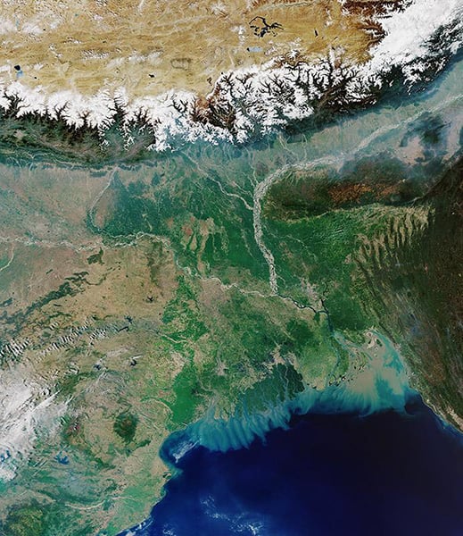 A photo of the Ganges Delta, from space