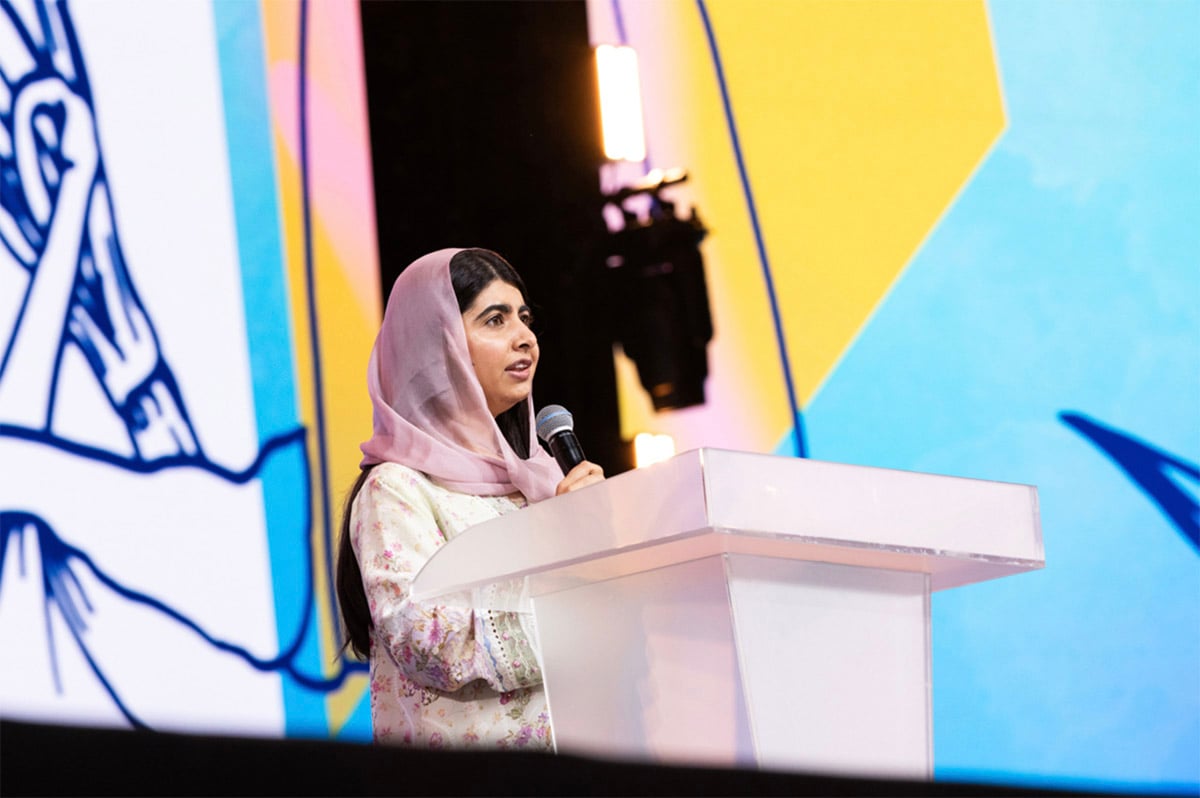 Malala Yousafzai speaks at the Rotary International Convention in Taipei.