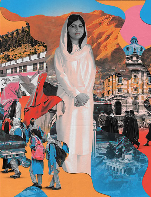 Illustration of Malala Yousafzai by Máximo Tuja.