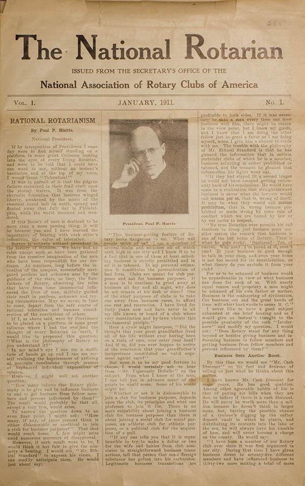 Capa da revista “Rotariano”, janeiro de 1911.