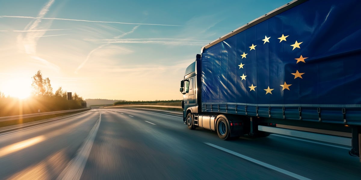 EU Flag on Truck EU Truck