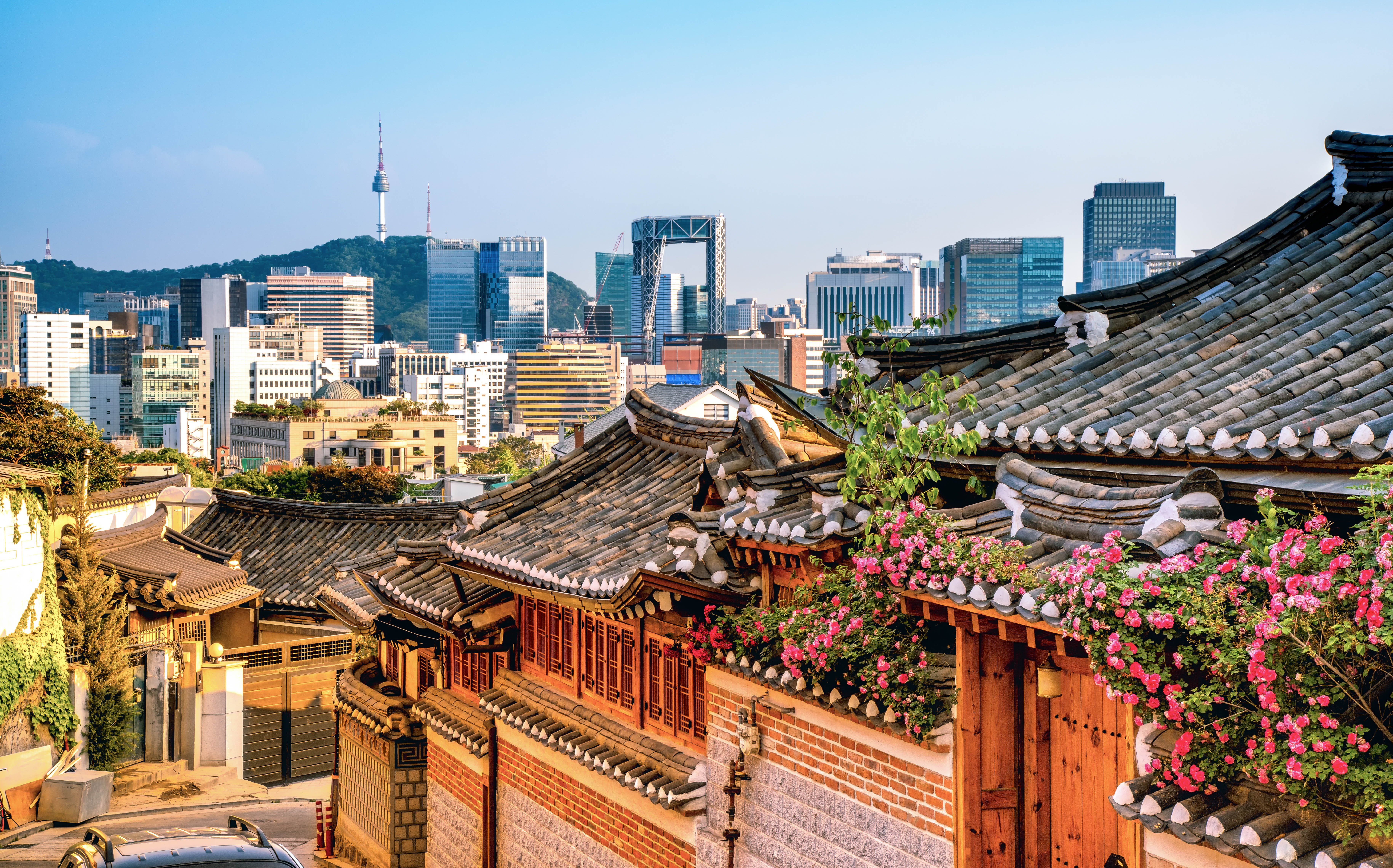 South Korea Seoul city rooftops