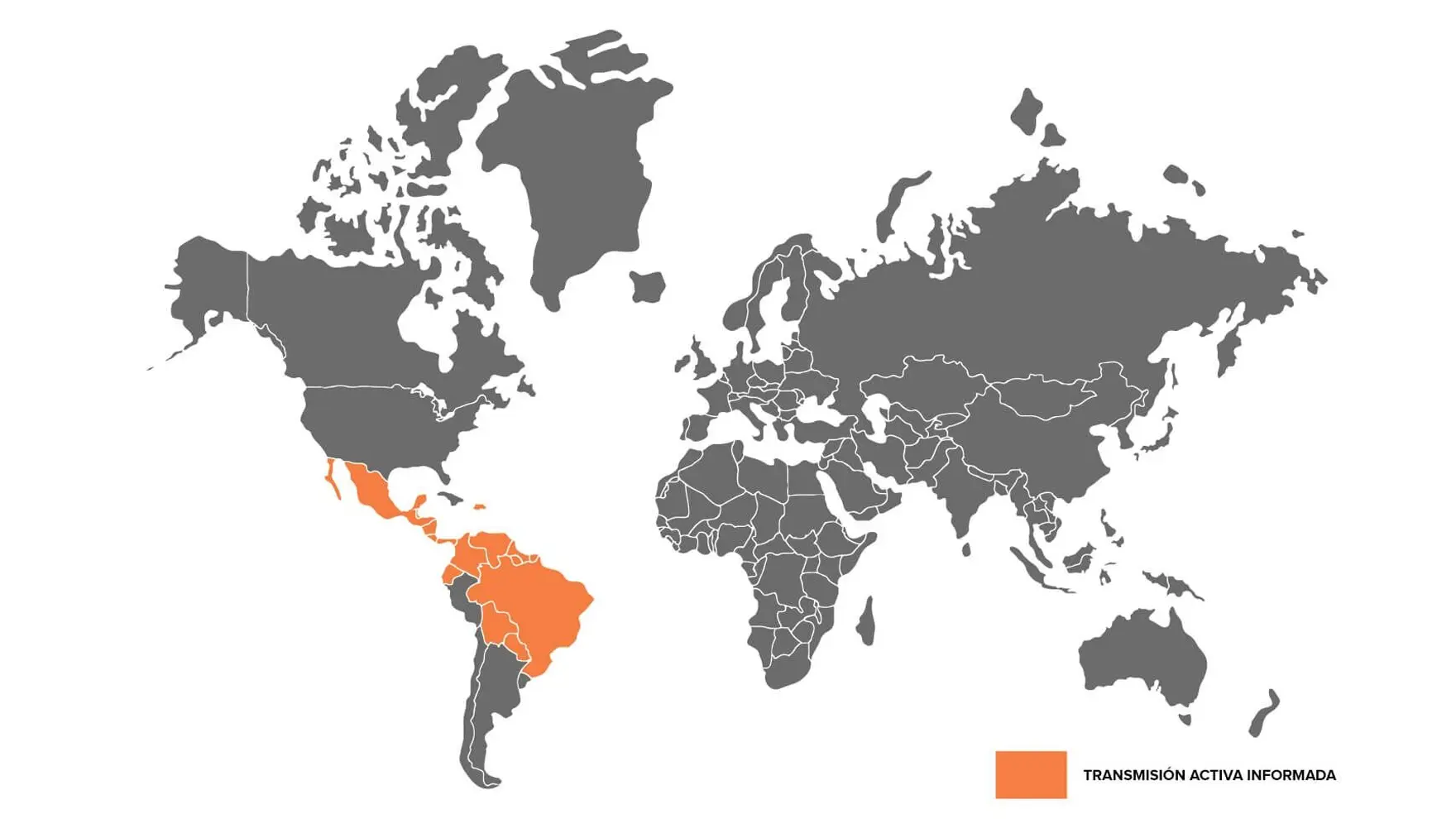 Mapa que muestra dónde el virus Zika es más común