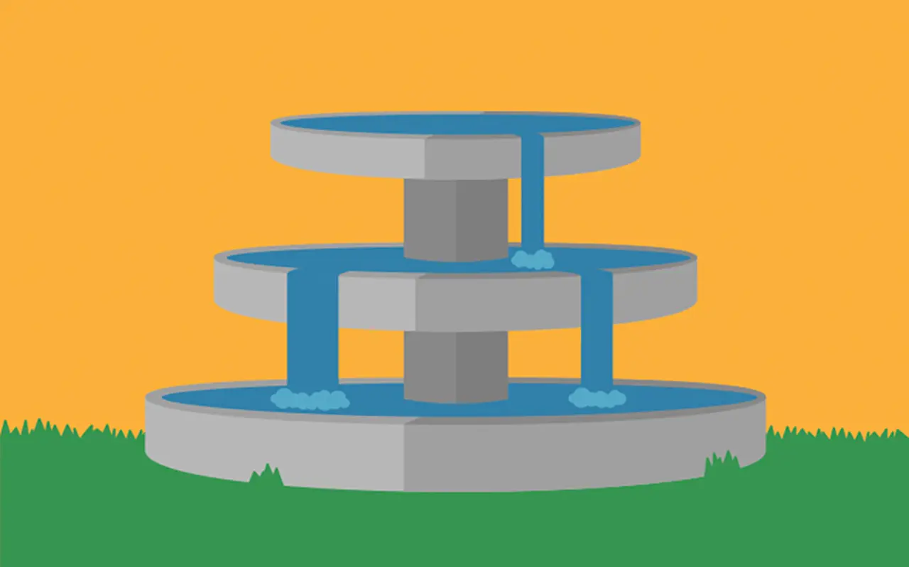 Illustriertes Bild von der einem Springbrunnen mit fließendem Wasser