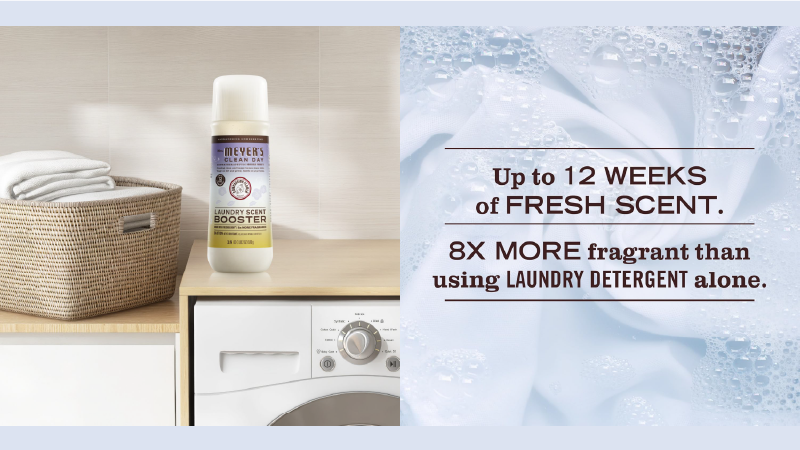 Laundry booster on top of a washer in a laundry room 