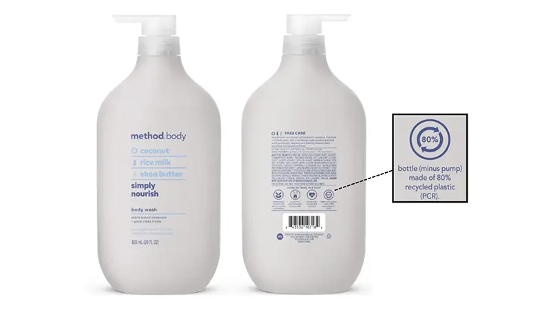 Product packaging made from PCR Plastic