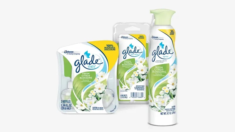 Glade products with 100% fragrance disclosure