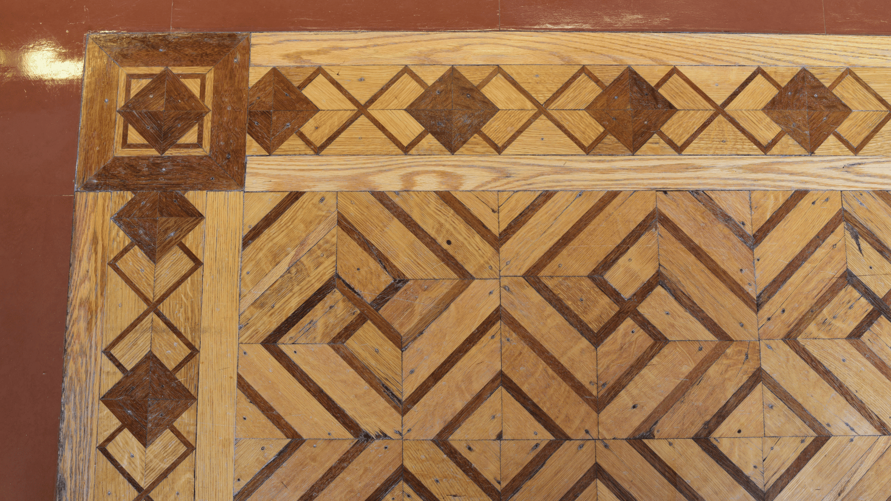 Small piece of the original parquet flooring 