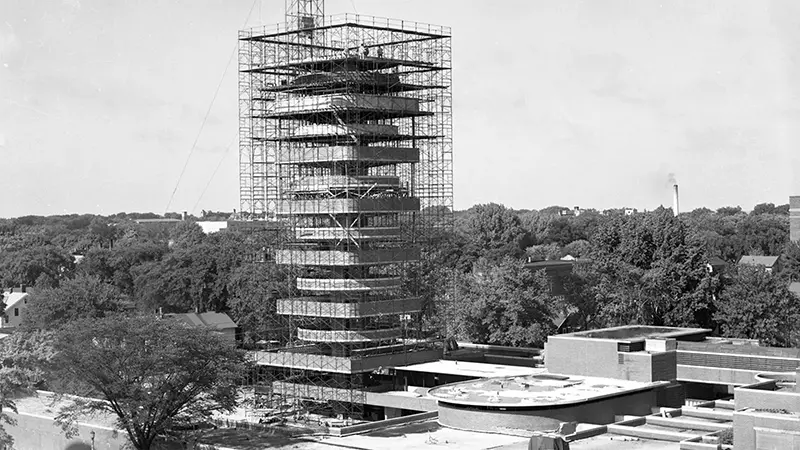 Photo of the SC Johnson Research Tower under construction