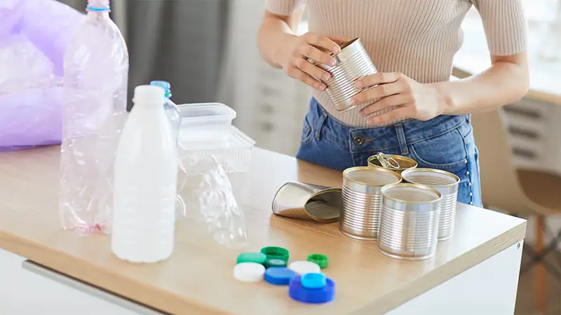 Recyclables with labels removed
