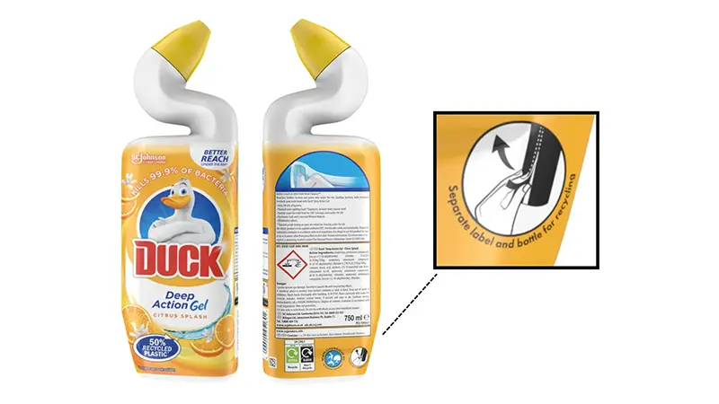 Product label with recycling instructions