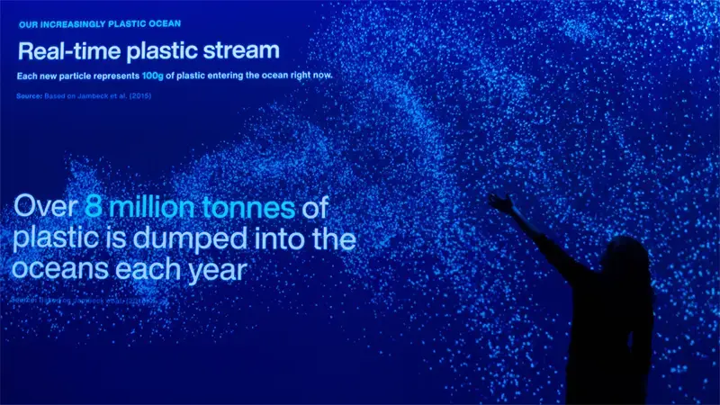A display inside The Blue Paradox immersive experience
