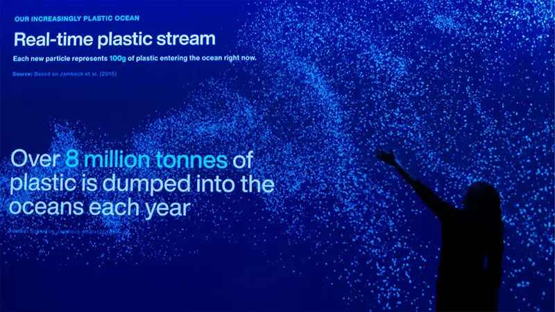A display inside The Blue Paradox immersive experience