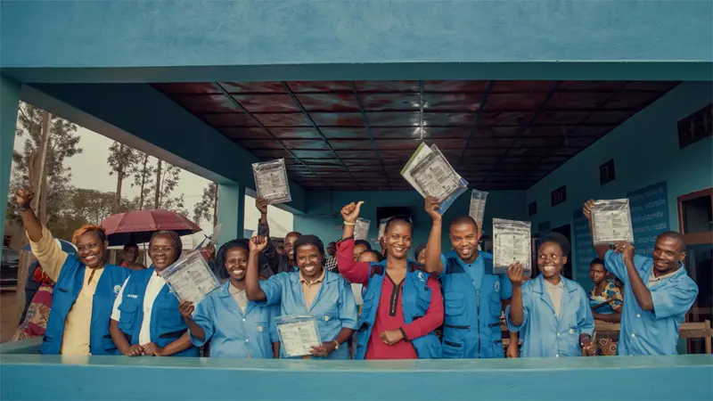 Malaria campaign workers holding spatial repellents matter.
