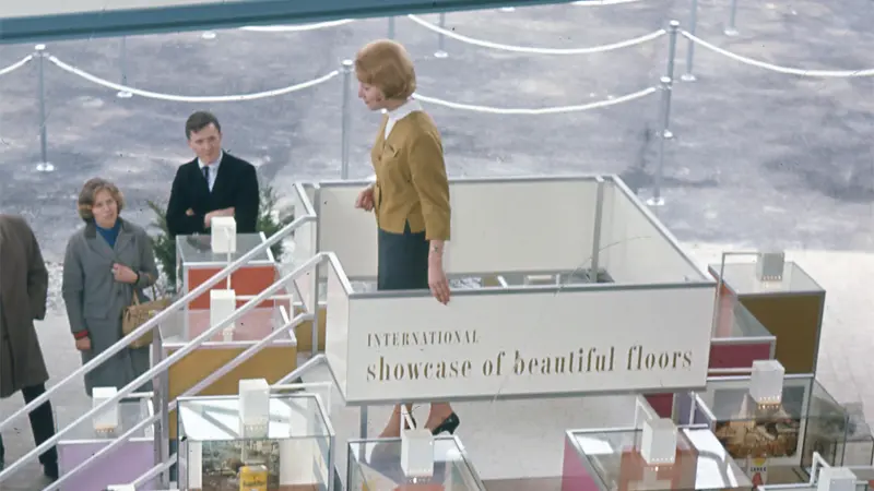 SC Johnson’s 1964 World’s Fair exhibit showing Johnson Wax products from around the globe