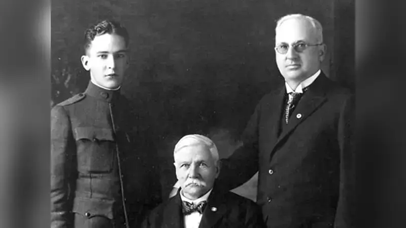 Portrait of Herbert. F. Johnson, Sr. with Samuel Curtis Johnson and Herbert F Johnson, Jr.