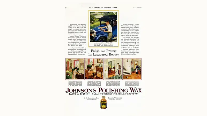 1927 Johnson's Wax advertisement in Saturday Evening Post
