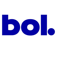 Bol-logo met het blauwe woordmerk ‘bol.’ op een witte achtergrond.