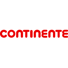 Logótipo do Continente com o nome em vermelho sobre um fundo transparente