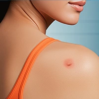 mosquito bite on a woman's shoulder