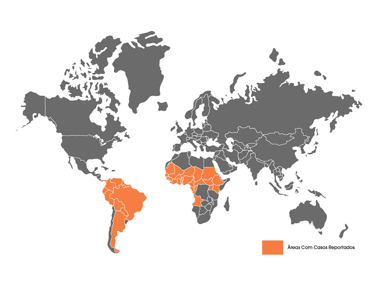 Un mapa del mundo con países naranjas