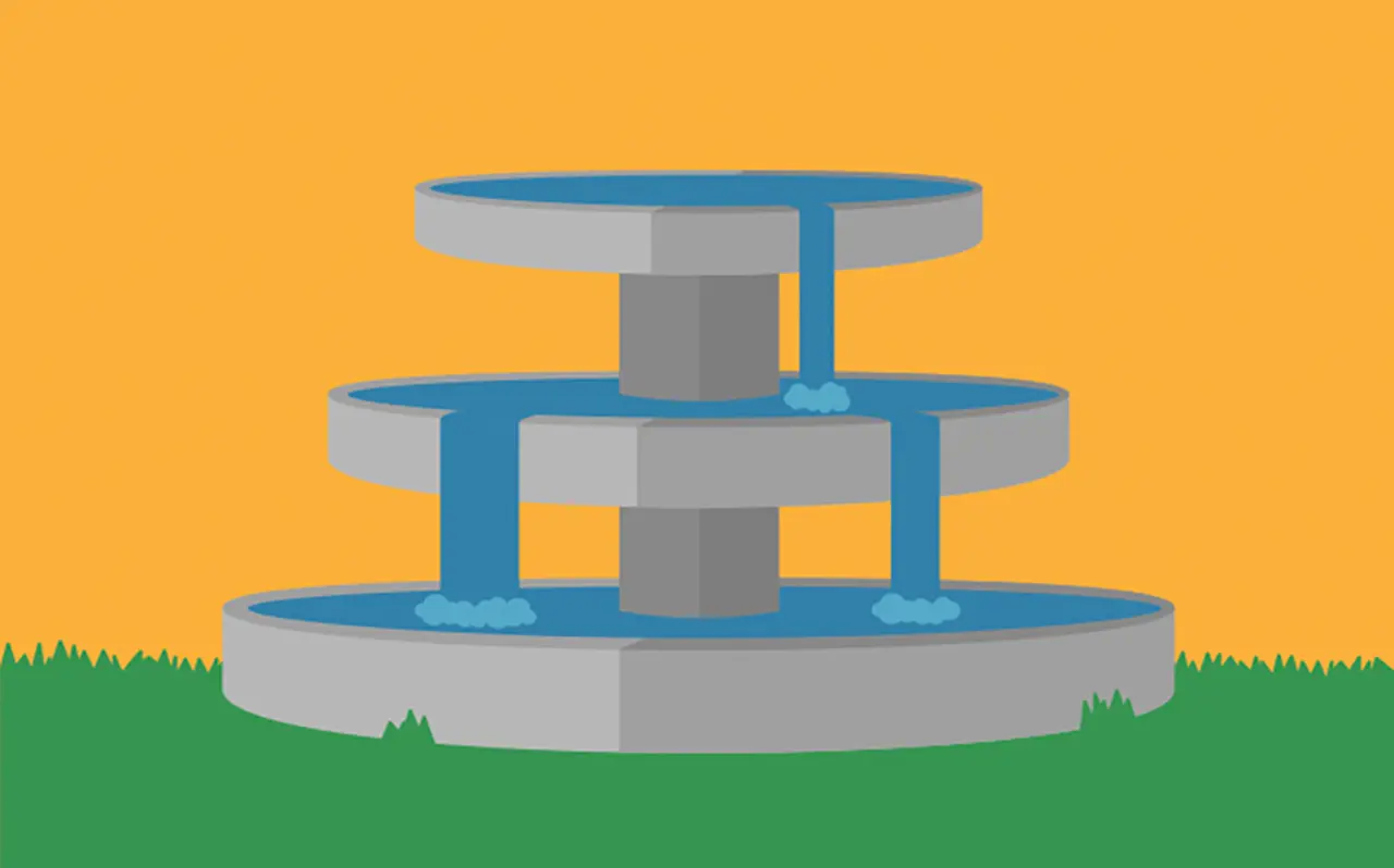 Illustrated image of a running water fountain