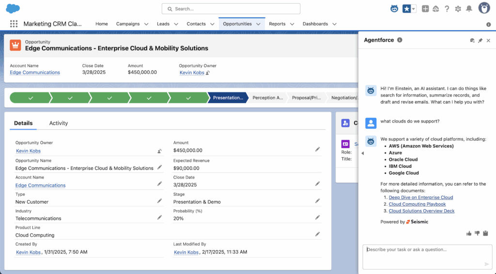 Product Screenshot: Aura AI in Salesforce Agentforce